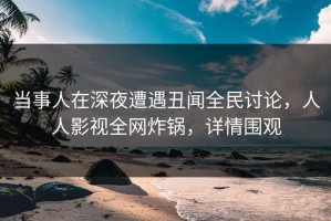 当事人在深夜遭遇丑闻全民讨论，人人影视全网炸锅，详情围观