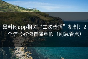 黑料网app相关“二次传播”机制：2个信号教你看懂真假（别急着点）