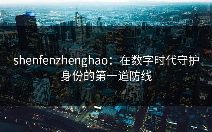 shenfenzhenghao：在数字时代守护身份的第一道防线