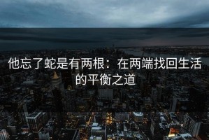 他忘了蛇是有两根：在两端找回生活的平衡之道