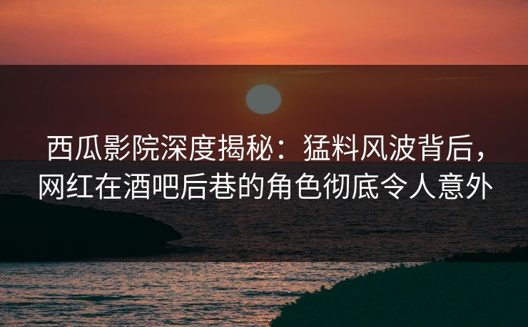 西瓜影院深度揭秘：猛料风波背后，网红在酒吧后巷的角色彻底令人意外