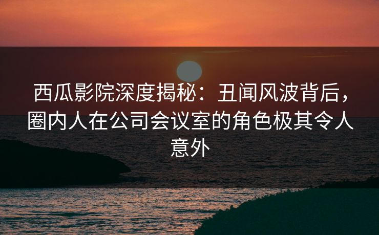 西瓜影院深度揭秘：丑闻风波背后，圈内人在公司会议室的角色极其令人意外